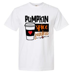 Pumpkin Spice Junkie Coffee Lover Heart Garment-Dyed Heavyweight T-Shirt