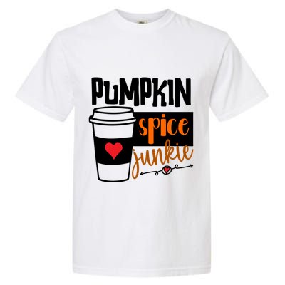 Pumpkin Spice Junkie Coffee Lover Heart Garment-Dyed Heavyweight T-Shirt
