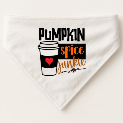 Pumpkin Spice Junkie Coffee Lover Heart USA-Made Doggie Bandana