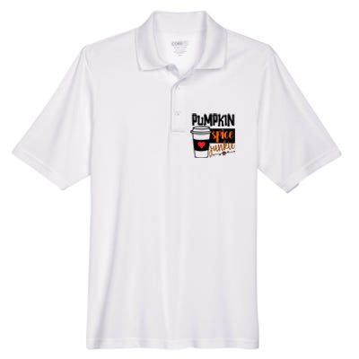 Pumpkin Spice Junkie Coffee Lover Heart Men's Origin Performance Piqué Polo