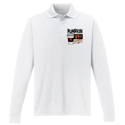 Pumpkin Spice Junkie Coffee Lover Heart Performance Long Sleeve Polo