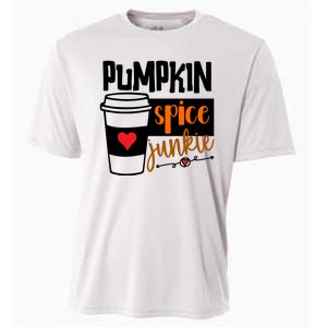 Pumpkin Spice Junkie Coffee Lover Heart Cooling Performance Crew T-Shirt