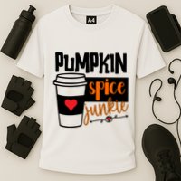 Pumpkin Spice Junkie Coffee Lover Heart Cooling Performance Crew T-Shirt