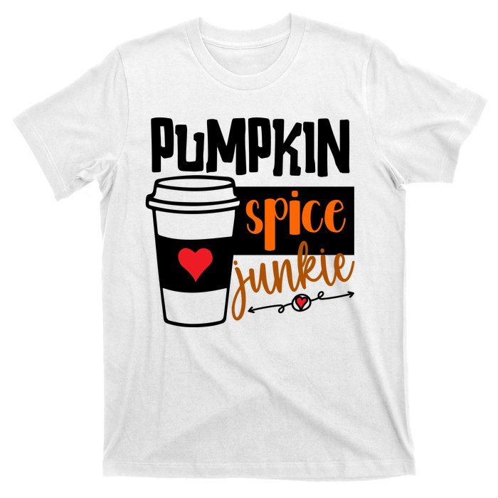 Pumpkin Spice Junkie Coffee Lover Heart T-Shirt