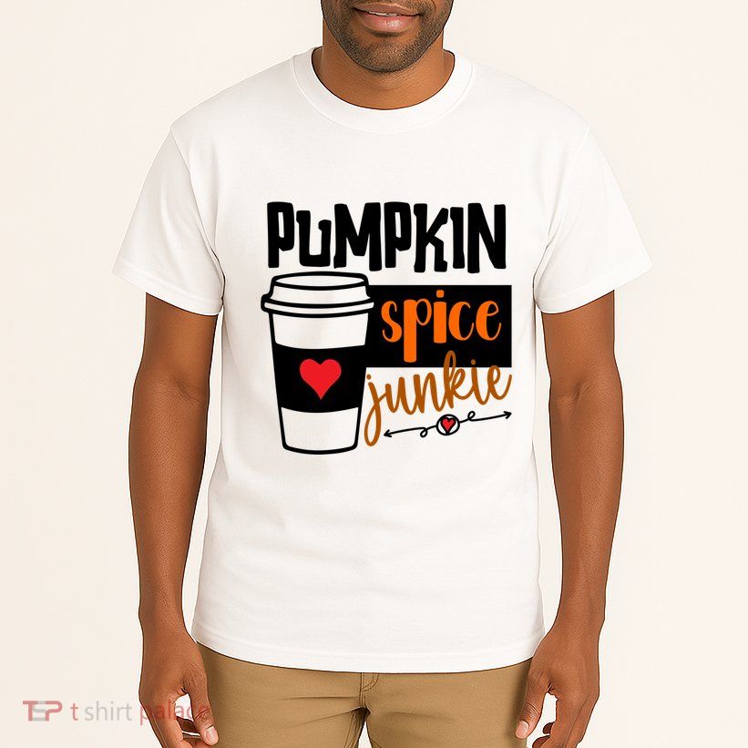 Pumpkin Spice Junkie Coffee Lover Heart Tall T-Shirt