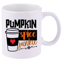 Pumpkin Spice Junkie Coffee Lover Heart 11oz C Handle Ceramic Mug