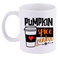 Pumpkin Spice Junkie Coffee Lover Heart 11oz C Handle Ceramic Mug