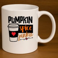 Pumpkin Spice Junkie Coffee Lover Heart 11oz C Handle Ceramic Mug