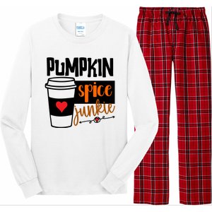 Pumpkin Spice Junkie Coffee Lover Heart Long Sleeve Pajama Set