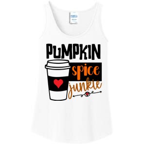 Pumpkin Spice Junkie Coffee Lover Heart Ladies Essential Tank