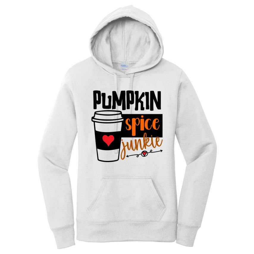 Pumpkin Spice Junkie Coffee Lover Heart Women's Pullover Hoodie