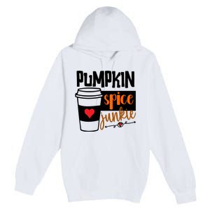 Pumpkin Spice Junkie Coffee Lover Heart Premium Pullover Hoodie