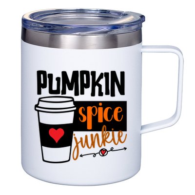 Pumpkin Spice Junkie Coffee Lover Heart 12oz Stainless Steel Coffee Mug