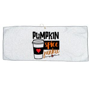 Pumpkin Spice Junkie Coffee Lover Heart Large Microfiber Waffle Golf Towel