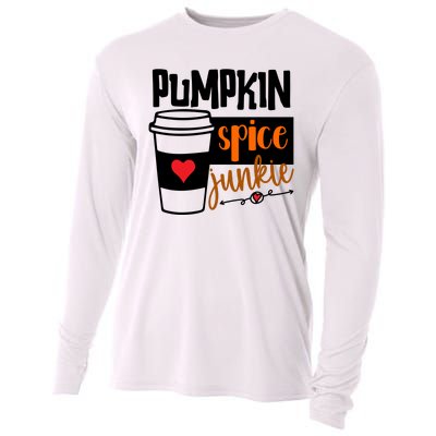 Pumpkin Spice Junkie Coffee Lover Heart Cooling Performance Long Sleeve Crew