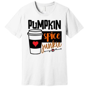 Pumpkin Spice Junkie Coffee Lover Heart Premium T-Shirt