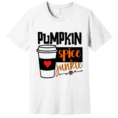 Pumpkin Spice Junkie Coffee Lover Heart Premium T-Shirt