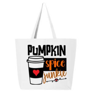 Pumpkin Spice Junkie Coffee Lover Heart 25L Jumbo Tote