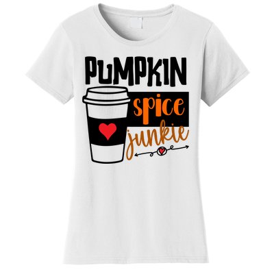 Pumpkin Spice Junkie Coffee Lover Heart Women's T-Shirt