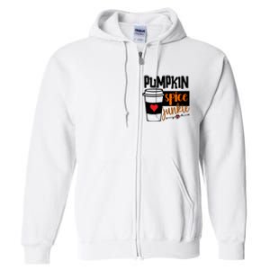 Pumpkin Spice Junkie Coffee Lover Heart Full Zip Hoodie