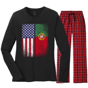 Portugal Soccer Jersey Portuguese American Flag Football Men Women Women's Long Sleeve Flannel Pajama Set 