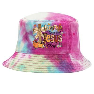 Pumpkin Spice Jesus Christ Funny Fall Thanksgiving Christian Tie-Dyed Bucket Hat