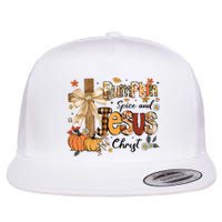 Pumpkin Spice Jesus Christ Funny Fall Thanksgiving Christian Flat Bill Trucker Hat