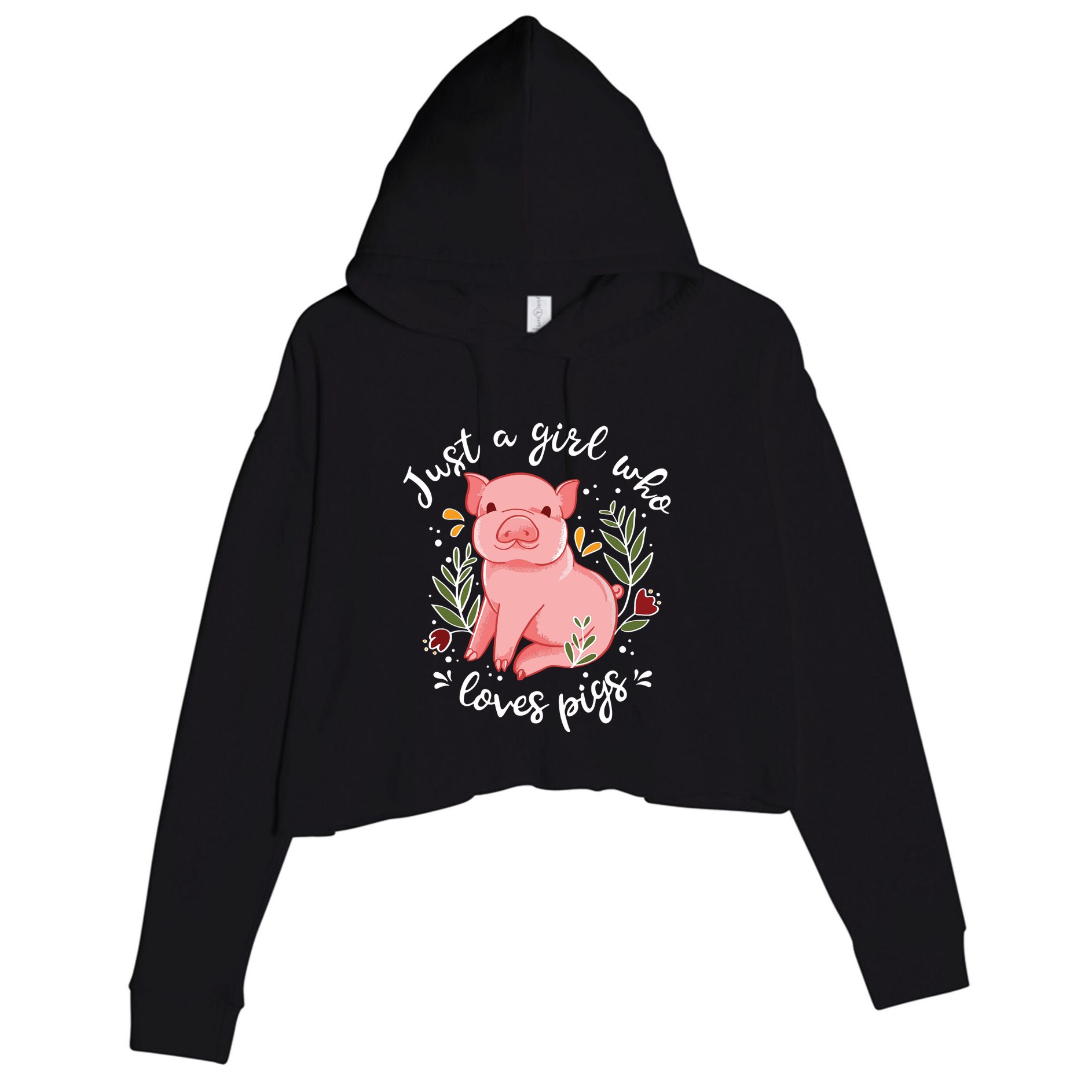 Pig Saying Just Girl Who Loves Pigs Pig Lovers Design Crop Fleece Hoodie