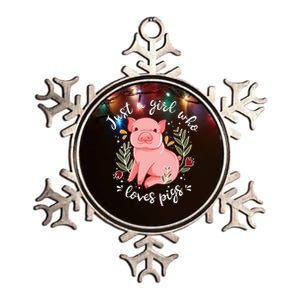 Pig Saying Just Girl Who Loves Pigs Pig Lovers Design Metallic Star Ornament