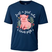 Pig Saying Just Girl Who Loves Pigs Pig Lovers Design Cooling Performance Crew T-Shirt