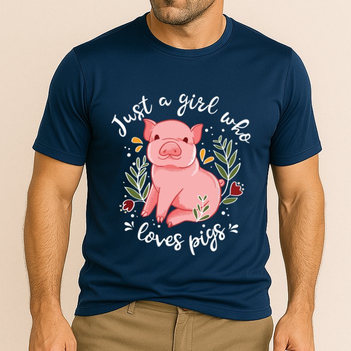Pig Saying Just Girl Who Loves Pigs Pig Lovers Design Cooling Performance Crew T-Shirt