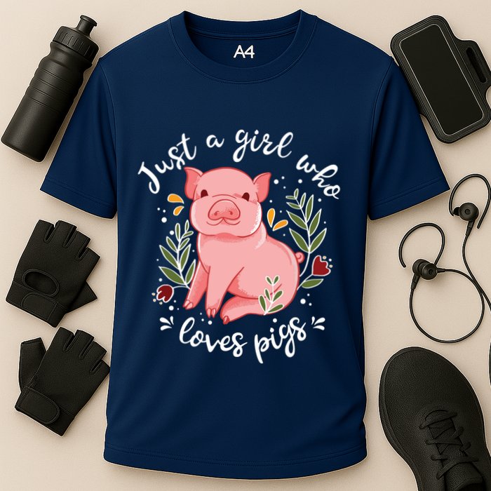 Pig Saying Just Girl Who Loves Pigs Pig Lovers Design Cooling Performance Crew T-Shirt
