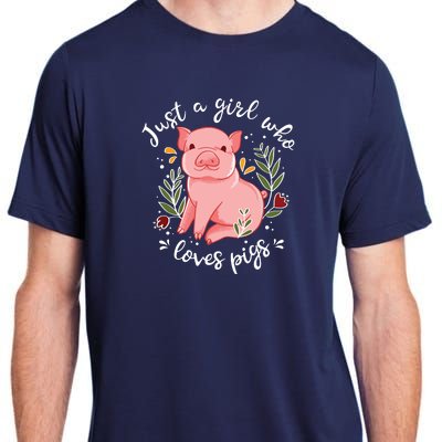 Pig Saying Just Girl Who Loves Pigs Pig Lovers Design Adult ChromaSoft Performance T-Shirt