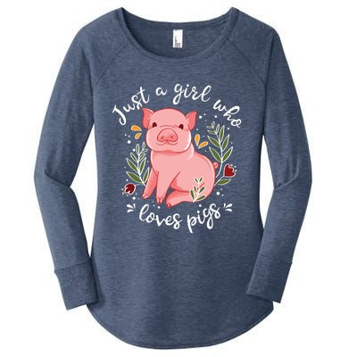 Pig Saying Just Girl Who Loves Pigs Pig Lovers Design Women's Perfect Tri Tunic Long Sleeve Shirt