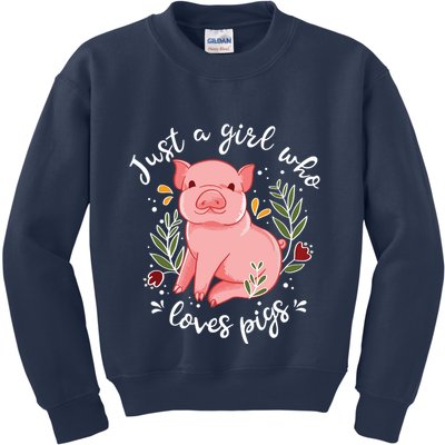 Pig Saying Just Girl Who Loves Pigs Pig Lovers Design Kids Sweatshirt