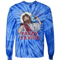 Party Savior Jesus Christ Santa Beer Ugly Christmas Sweater Great Gift Tie-Dye Long Sleeve Shirt