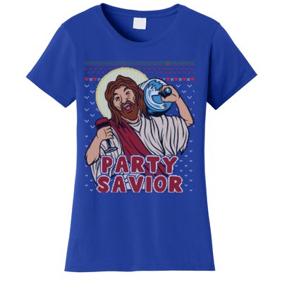 Party Savior Jesus Christ Santa Beer Ugly Christmas Sweater Great Gift Women's T-Shirt