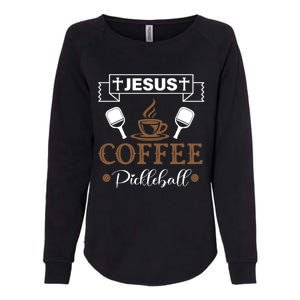 Pickleball Sports Jesus Coffee Pickleball Gift Womens California Wash Sweatshirt