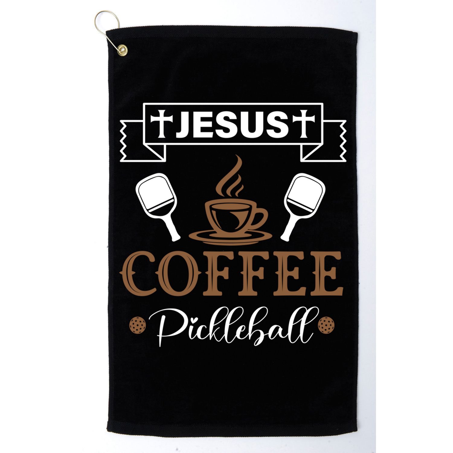 Pickleball Sports Jesus Coffee Pickleball Gift Golf Towel