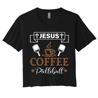 Pickleball Sports Jesus Coffee Pickleball Gift Crop Top