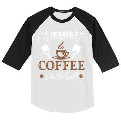 Pickleball Sports Jesus Coffee Pickleball Gift Kids Colorblock Raglan Jersey