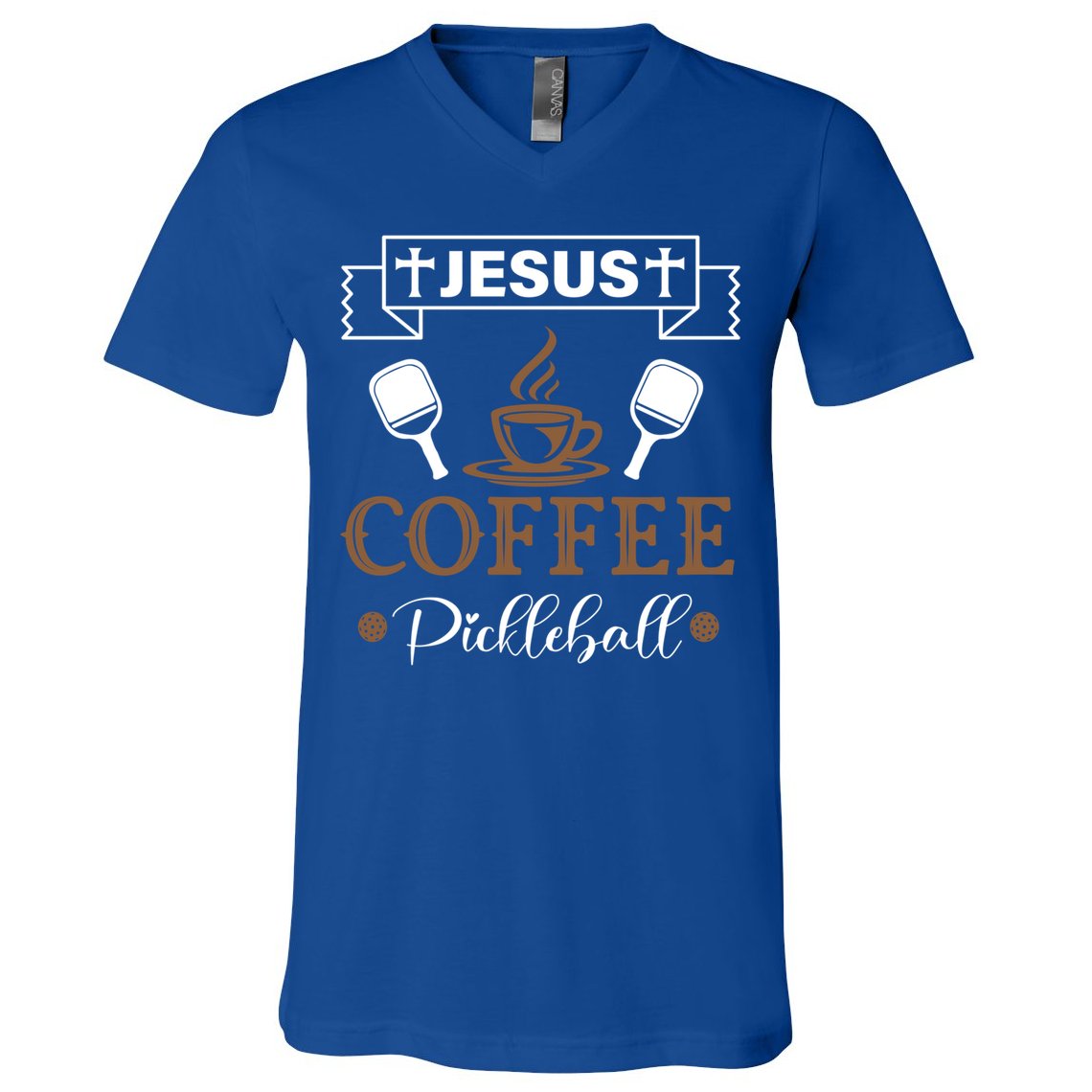 Pickleball Sports Jesus Coffee Pickleball Gift V-Neck T-Shirt