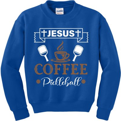 Pickleball Sports Jesus Coffee Pickleball Gift Kids Sweatshirt