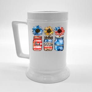 Patriotic Sunflowers Jars 4th July Gift God Bless America Cool Gift Beer Stein