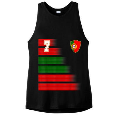 Portugal Soccer Jersey Flag Retro 7 Portuguese Football Ladies PosiCharge Tri-Blend Wicking Tank