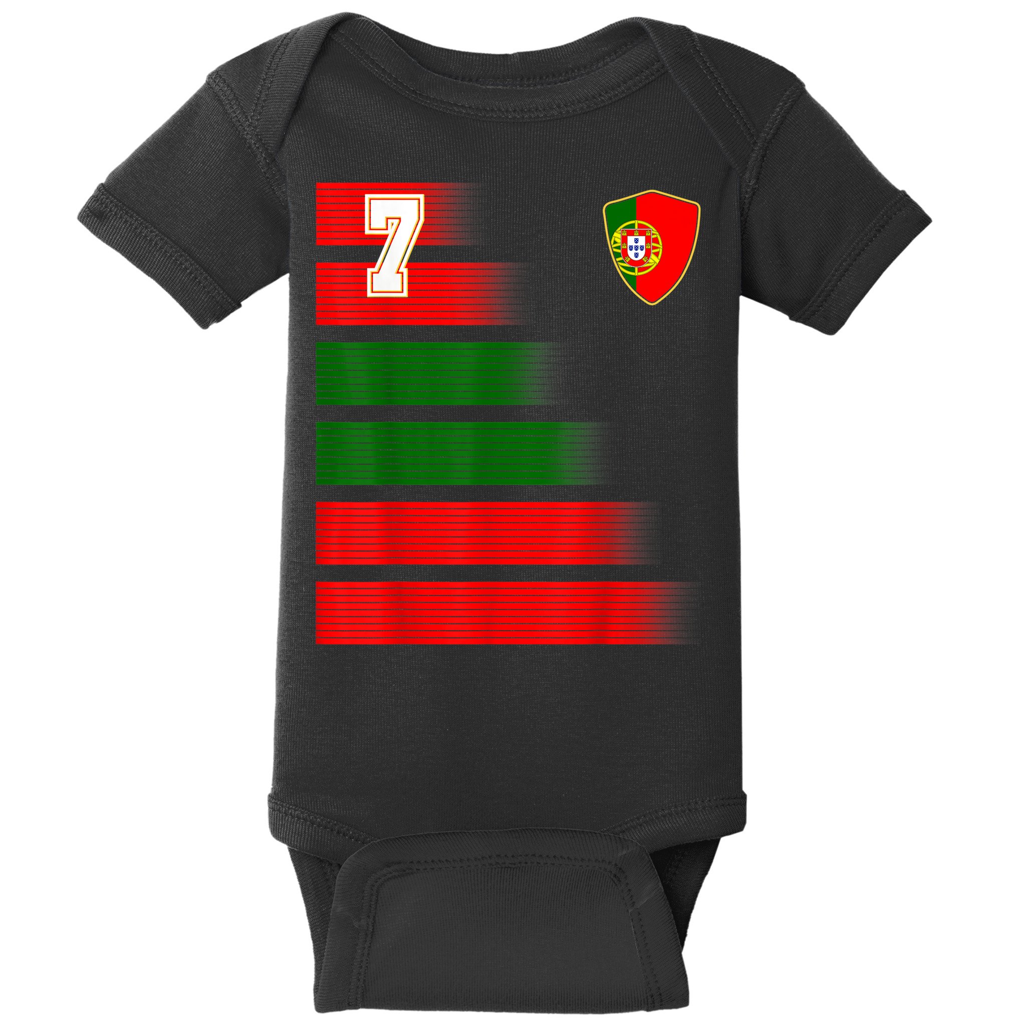 Portugal Soccer Jersey Flag Retro 7 Portuguese Football Baby Bodysuit