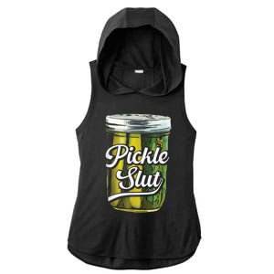 Pickle Slut Juicy Big Dill Pickle Lover Ladies PosiCharge Tri-Blend Wicking Draft Hoodie Tank