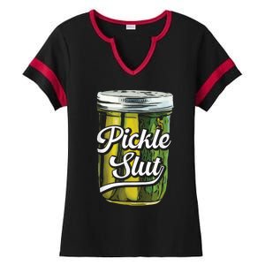 Pickle Slut Juicy Big Dill Pickle Lover Ladies Halftime Notch Neck Tee