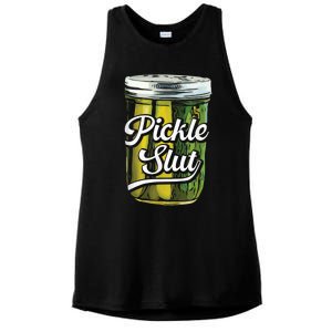 Pickle Slut Juicy Big Dill Pickle Lover Ladies PosiCharge Tri-Blend Wicking Tank