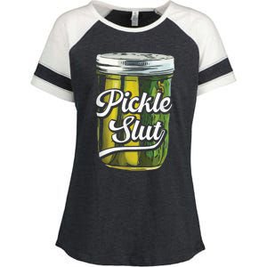 Pickle Slut Juicy Big Dill Pickle Lover Enza Ladies Jersey Colorblock Tee